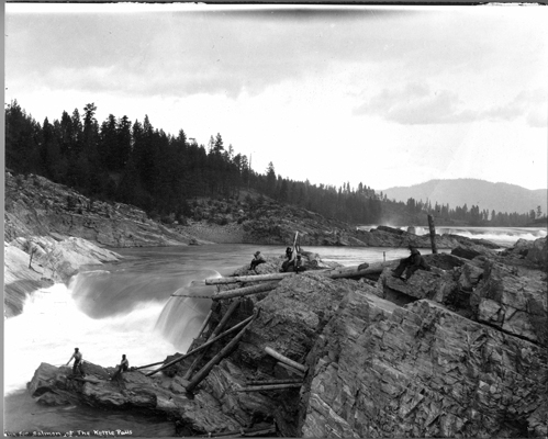 “Fishing for Salmon at the Kettle Falls,” 1910-1940, Kettle Falls History Center Photographs, Crossroads on the Columbia, Washington State Archives, Digital Archives.